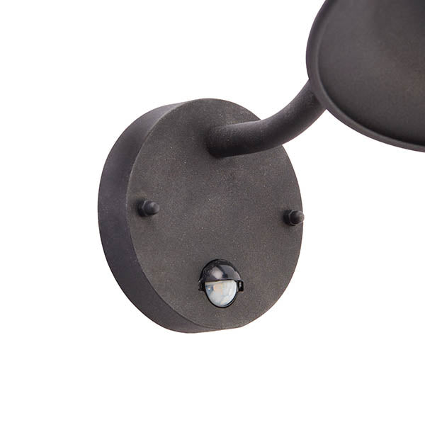 Endon Chesham Pir Single Light Wall Light - Textured Black & Clear Glass