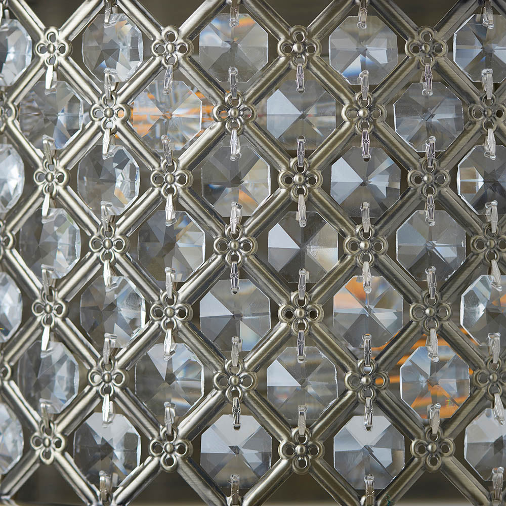 Endon Hudson 2 Light Wall Light - Antique Brass Plate & Clear Crystal