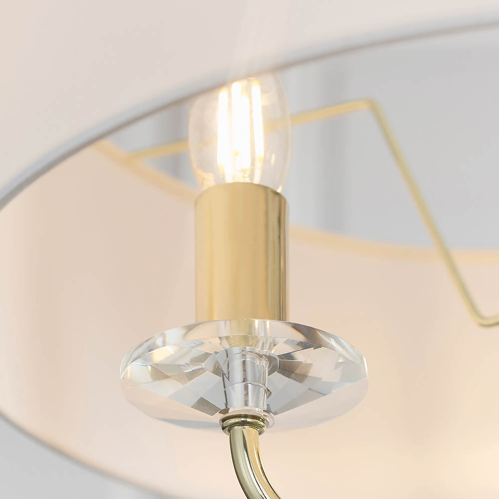 Endon Nixon 3 Light Pendant - Brass Plate & Vintage White Fabric
