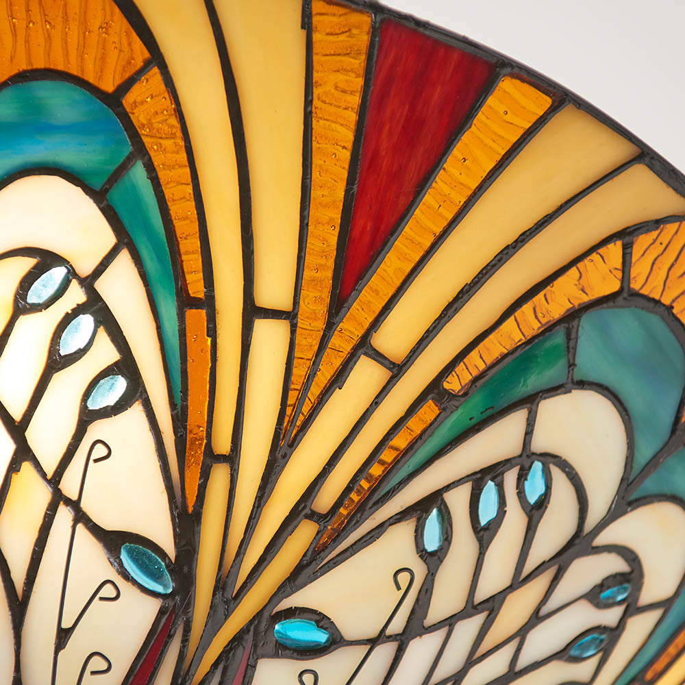 Interiors 1900 Hector Medium Inverted 3 Light Pendant - Handcrafted Tiffany Style Glass