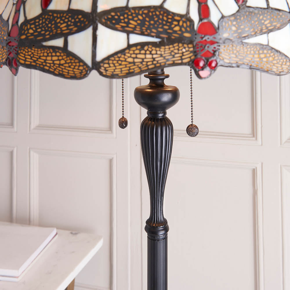 Interiors 1900 Dragonfly Beige Floor Lamp - Tiffany Glass