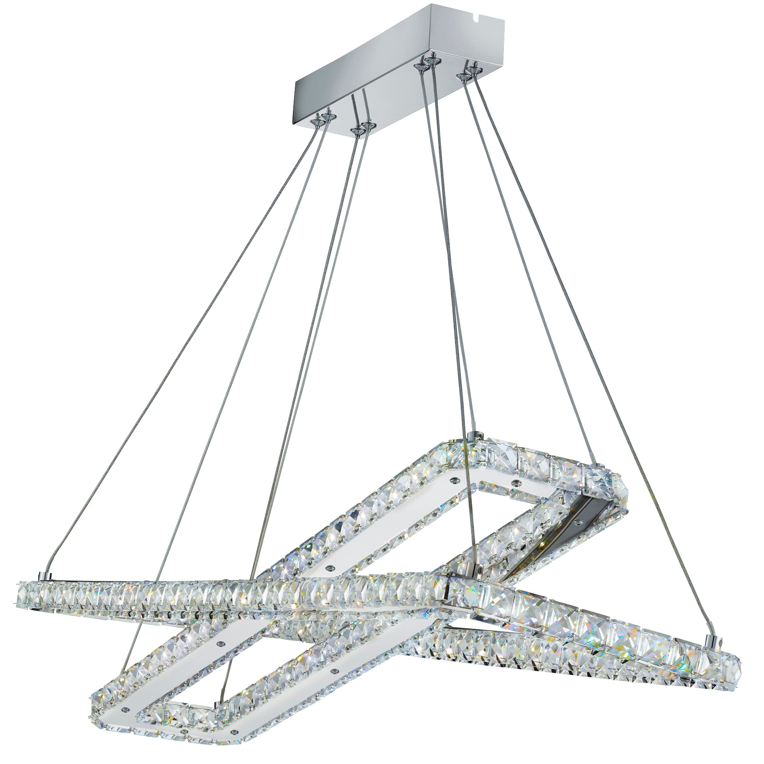Searchlight Canarvan 2 Light LED Pendant - Chrome & Clear Glass