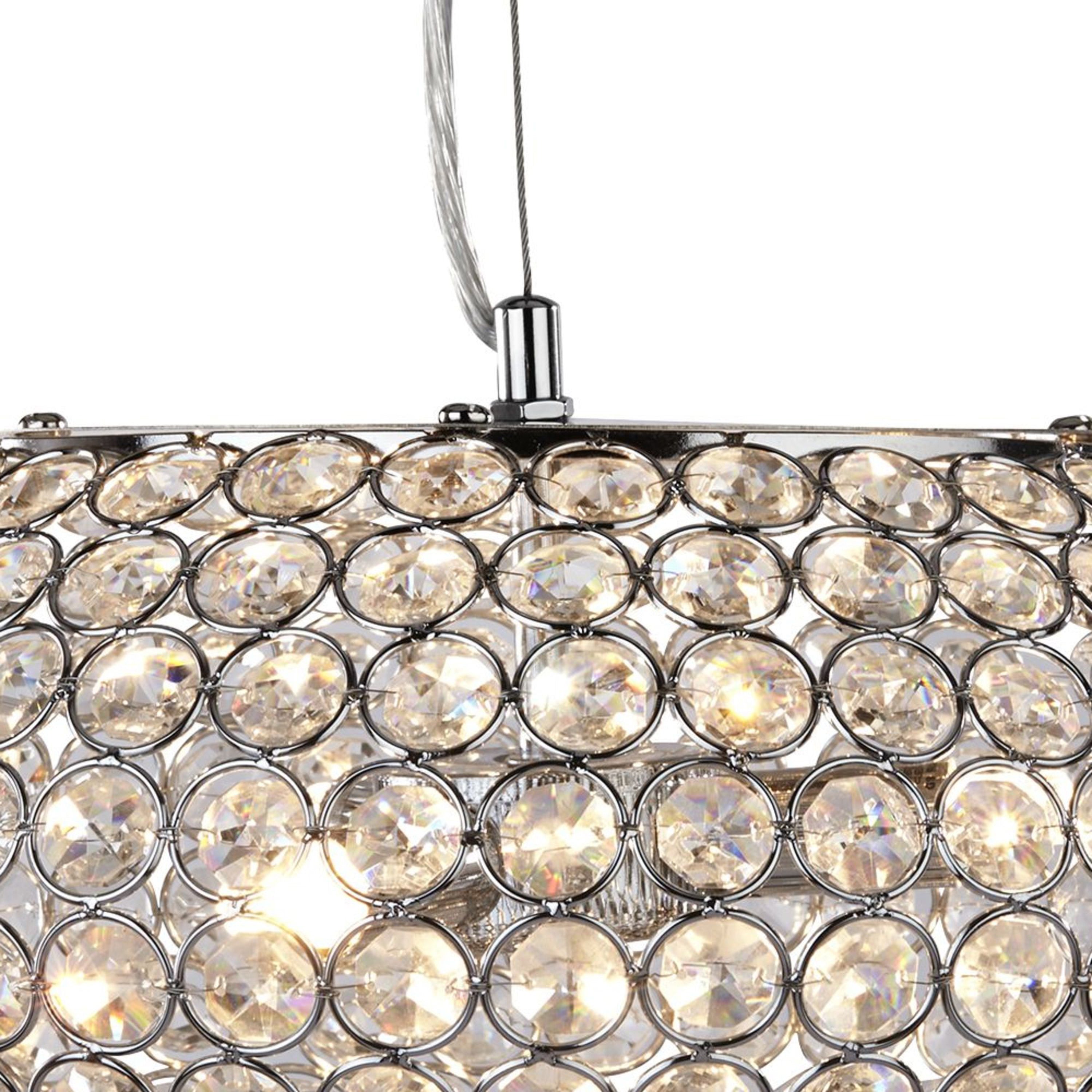 Searchlight Camden Pendant - 3 Light Ceiling Pendant, Chrome With Clear Crystal Buttons Inserts