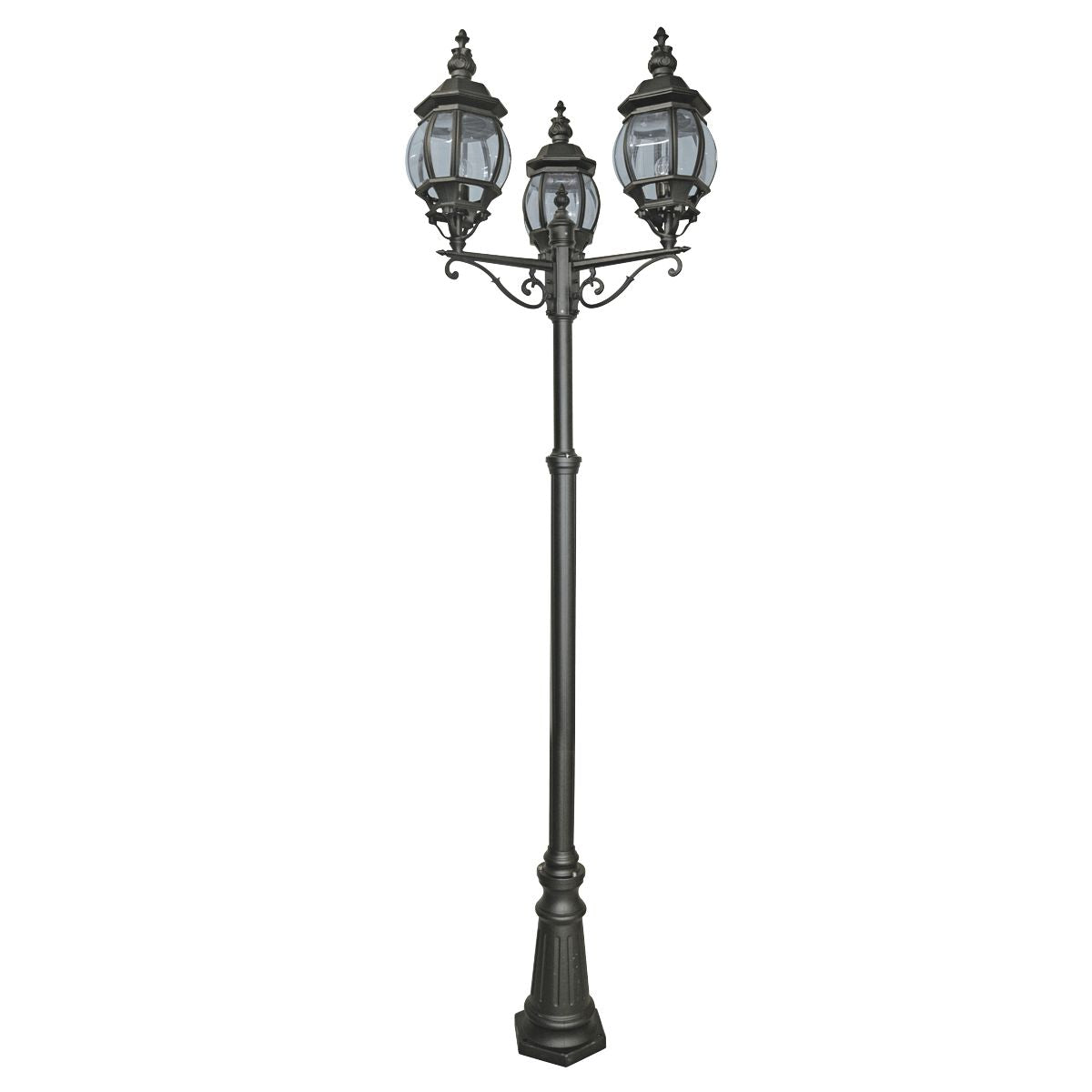 Searchlight Bartlett 220cm 3 Light Outdoor Post - Silk Black & Glass - IP23