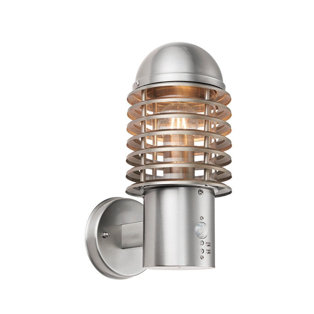 Endon Louvre Pir Single Light Wall Light - Brushed Stainless Steel & Clear Pc