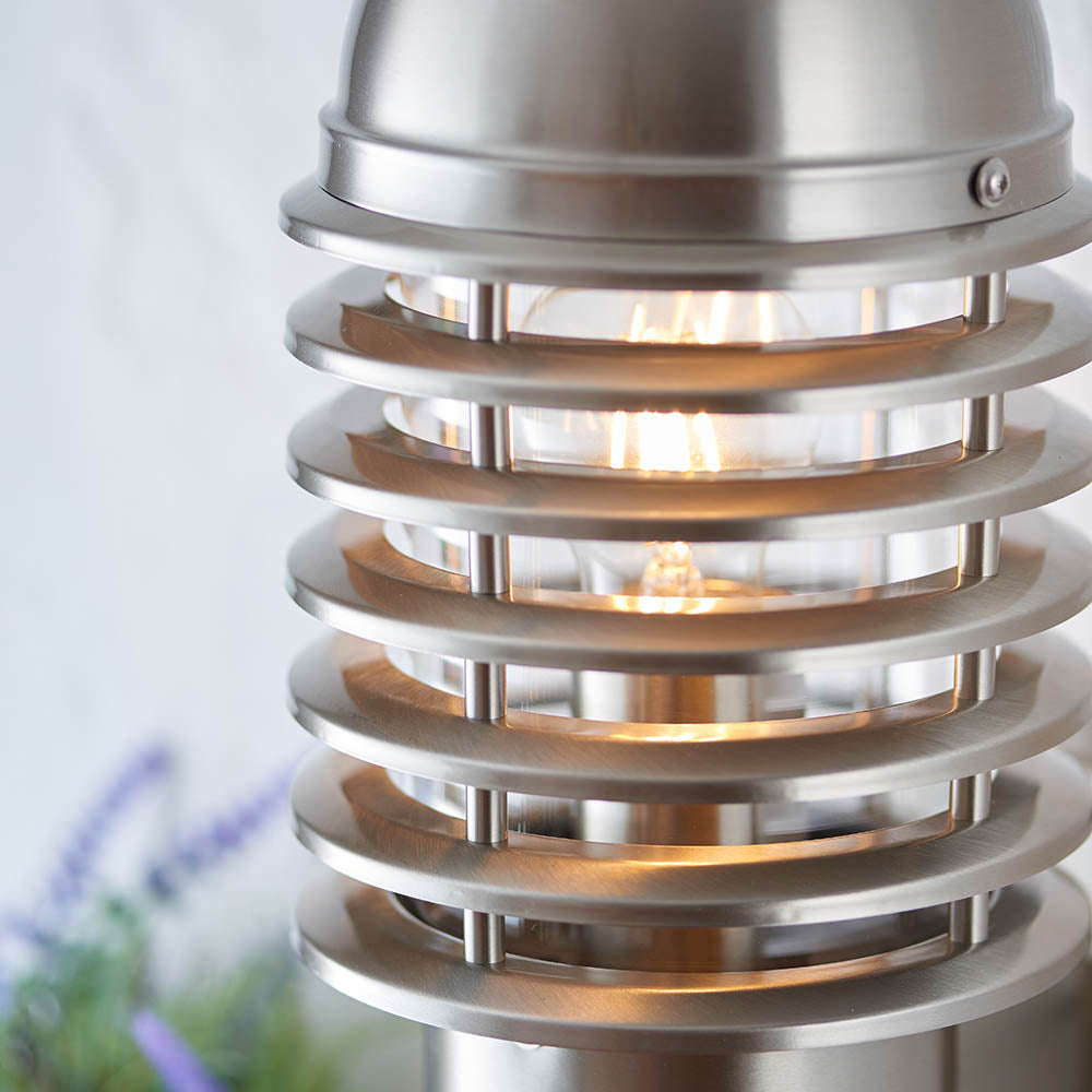 Endon Louvre Pir Single Light Wall Light - Brushed Stainless Steel & Clear Pc