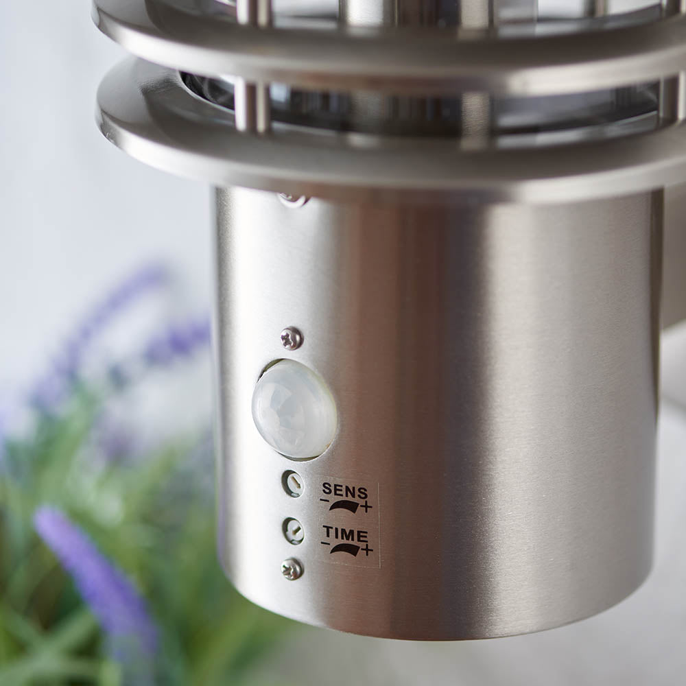Endon Louvre Pir Single Light Wall Light - Brushed Stainless Steel & Clear Pc