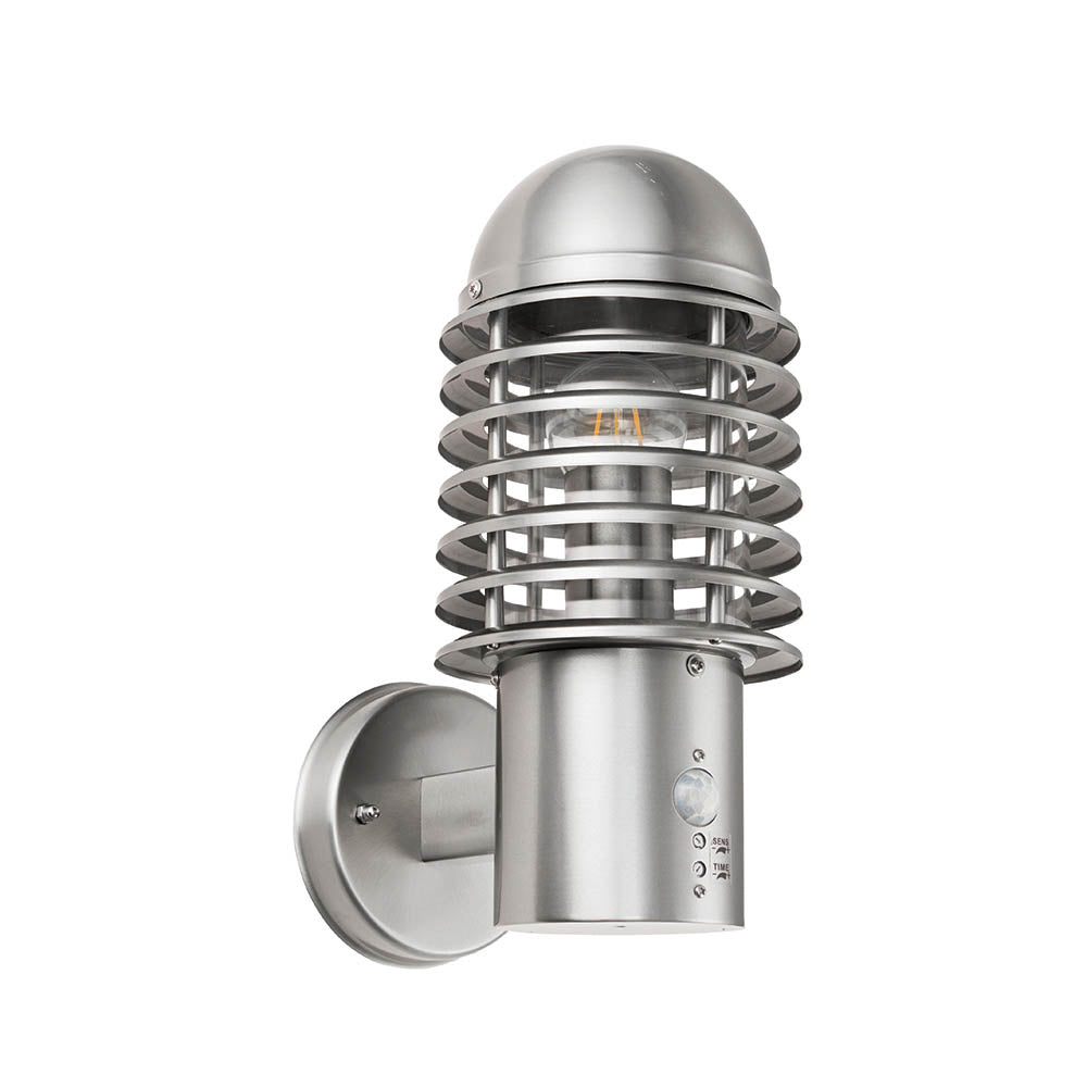 Endon Louvre Pir Single Light Wall Light - Brushed Stainless Steel & Clear Pc