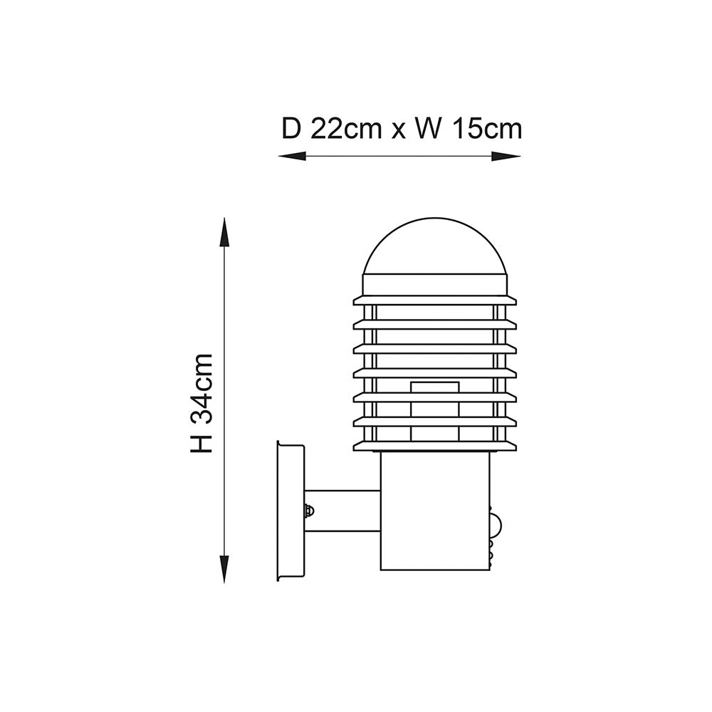 Endon Louvre Pir Single Light Wall Light - Brushed Stainless Steel & Clear Pc