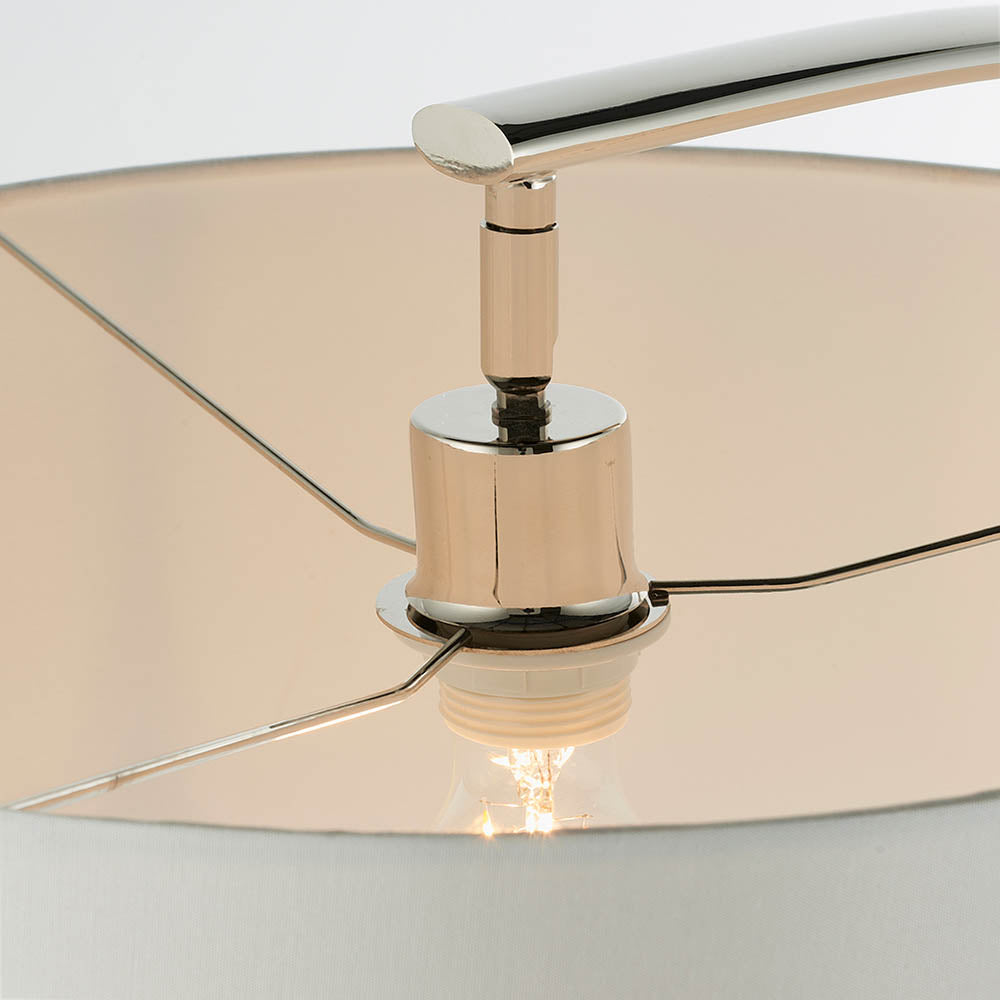 Endon Josephine Single Light Floor Lamp - Bright Nickel Plate & Vintage White Fabric