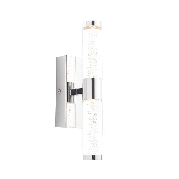 Endon Essence 2 Light Wall Light - Chrome Plate & Clear Bubble Acrylic