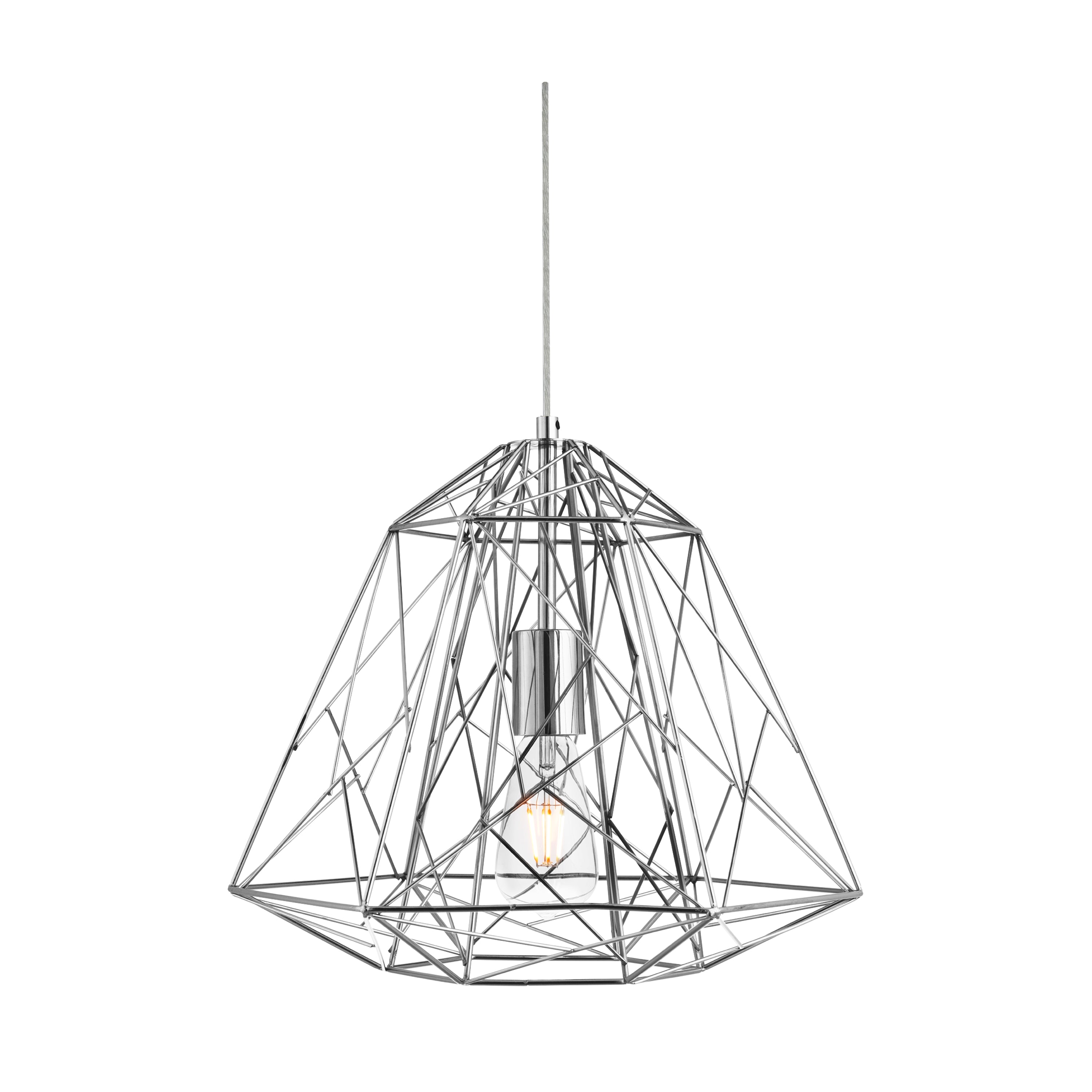 Searchlight Garrick Cage Single Frame Pendant, Chrome