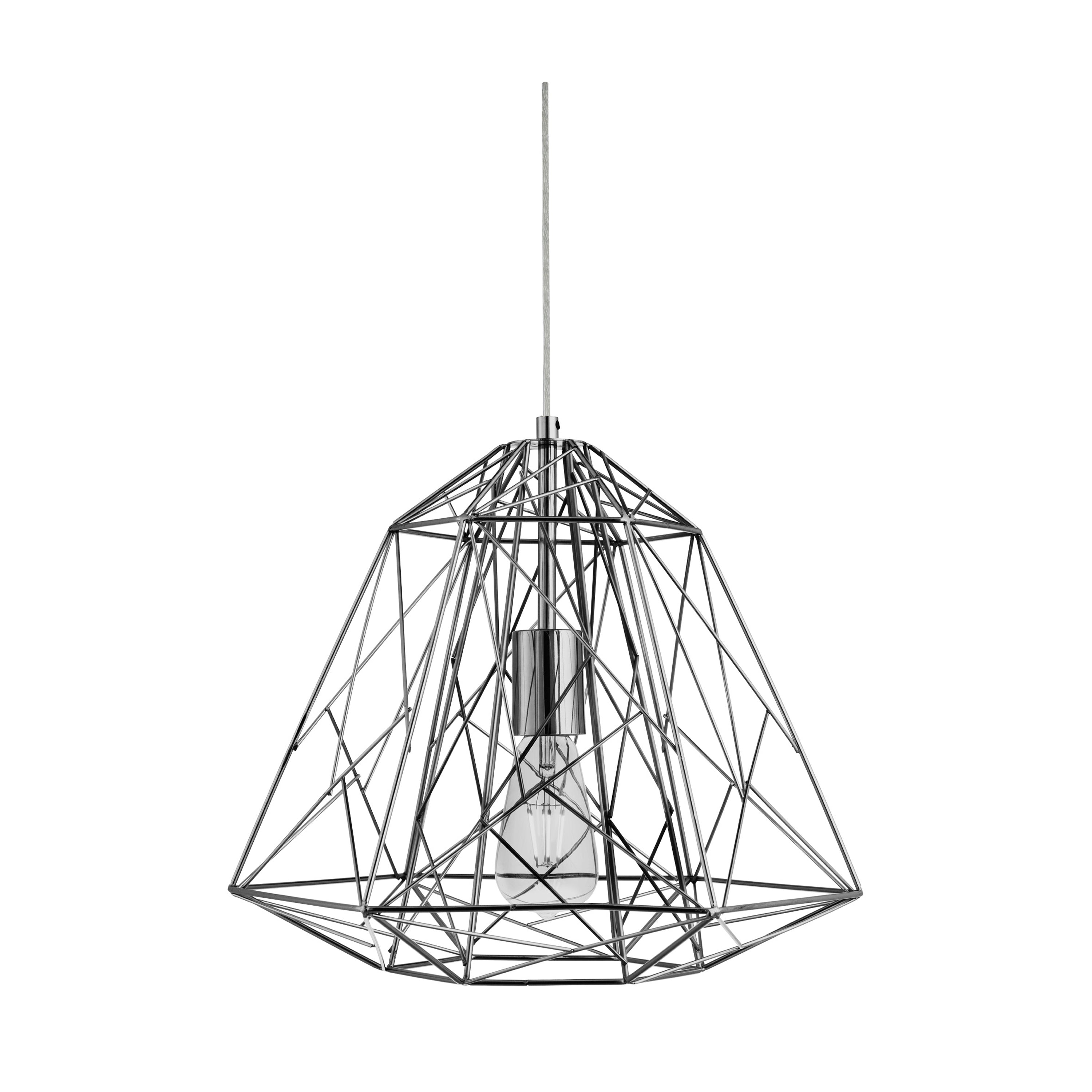Searchlight Garrick Cage Single Frame Pendant, Chrome