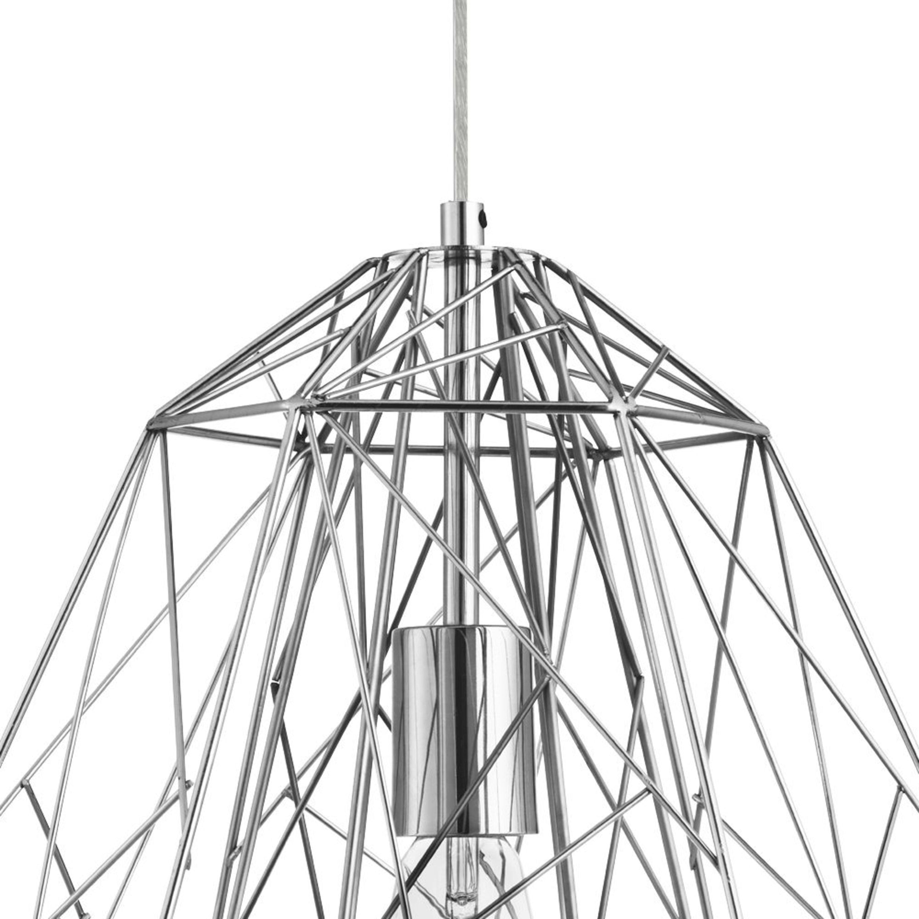 Searchlight Garrick Cage Single Frame Pendant, Chrome