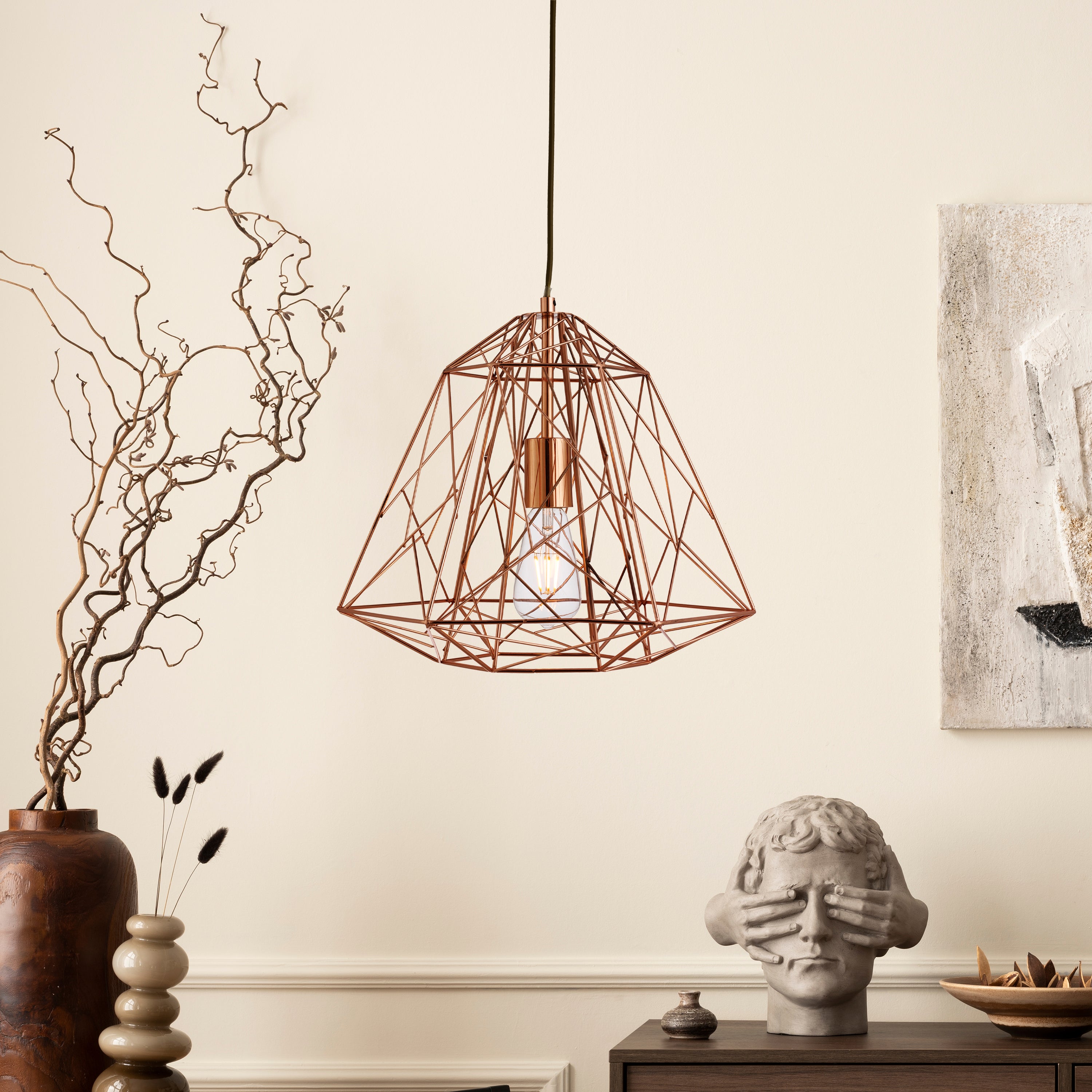 Searchlight Garrick Pendant - Shiny Copper