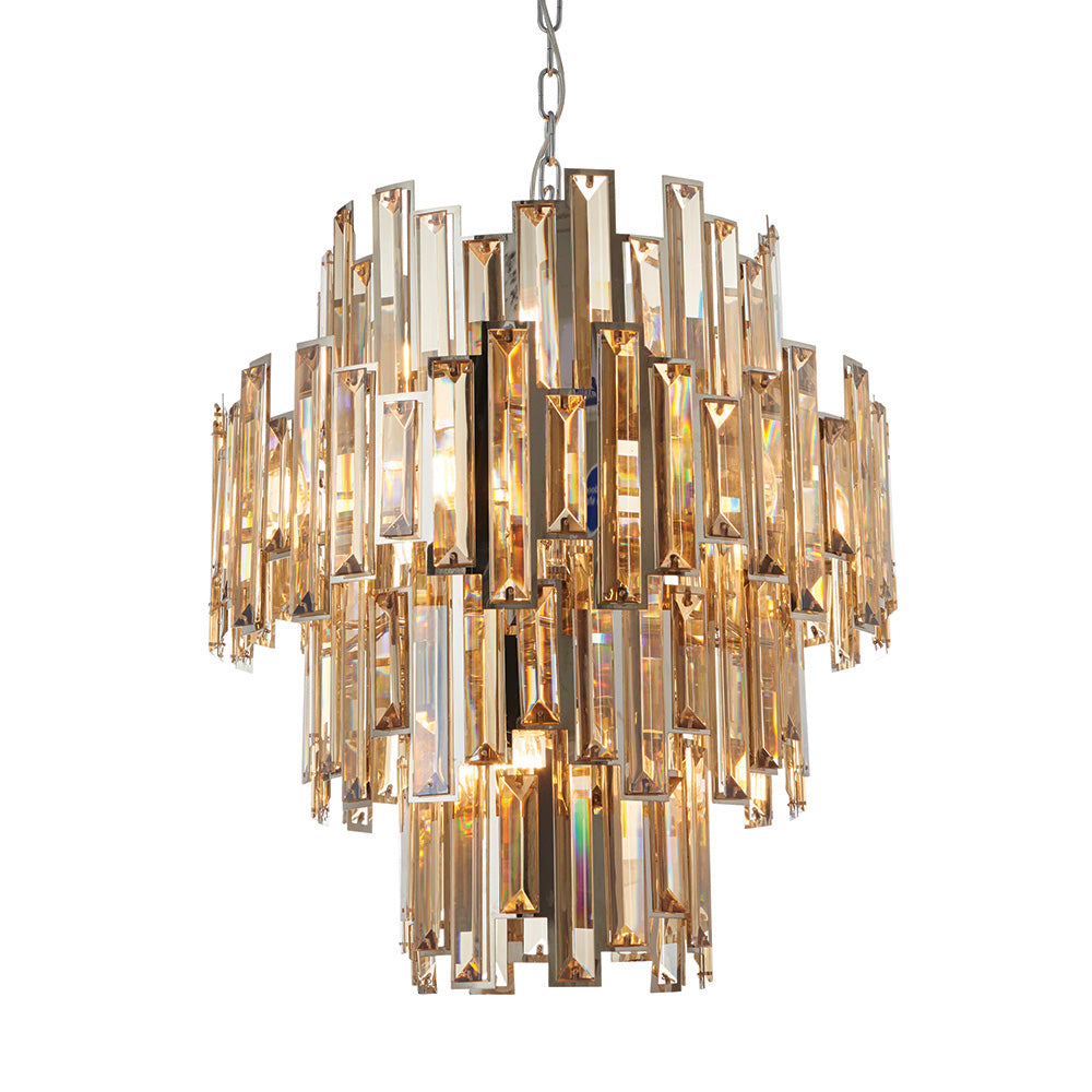 Endon Viviana 12 Light Pendant - Chrome Plate & Champagne Crystal