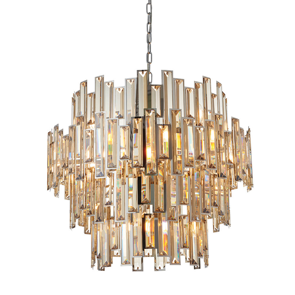 Endon Viviana 15 Light Pendant - Chrome Plate & Champagne Crystal