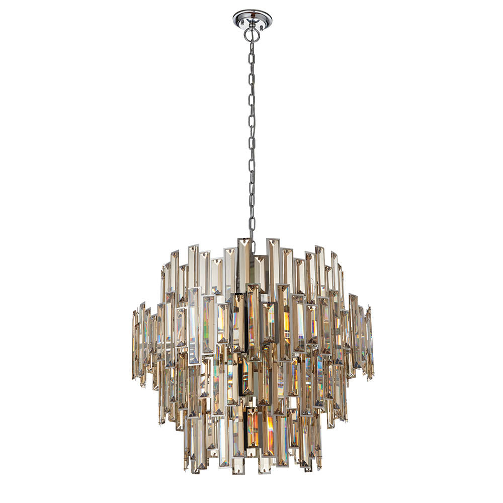 Endon Viviana 15 Light Pendant - Chrome Plate & Champagne Crystal