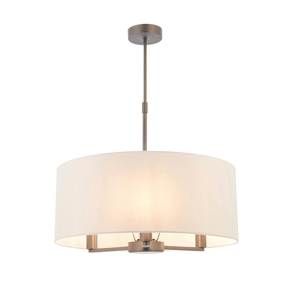 Endon Daley 3 Light Pendant - Antique Bronze Plate & Marble Fabric