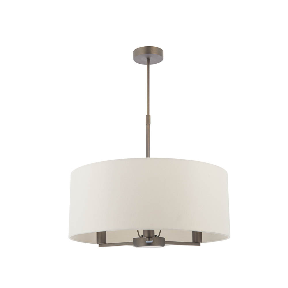 Endon Daley 3 Light Pendant - Antique Bronze Plate & Marble Fabric
