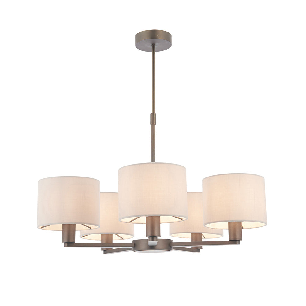 Endon Daley 5 Light Arm Pendant - Antique Bronze Plate & Marble Fabric