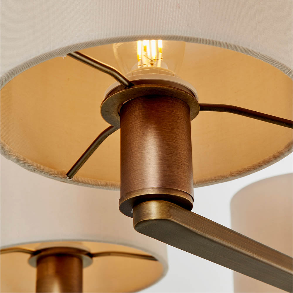 Endon Daley 5 Light Arm Pendant - Antique Bronze Plate & Marble Fabric