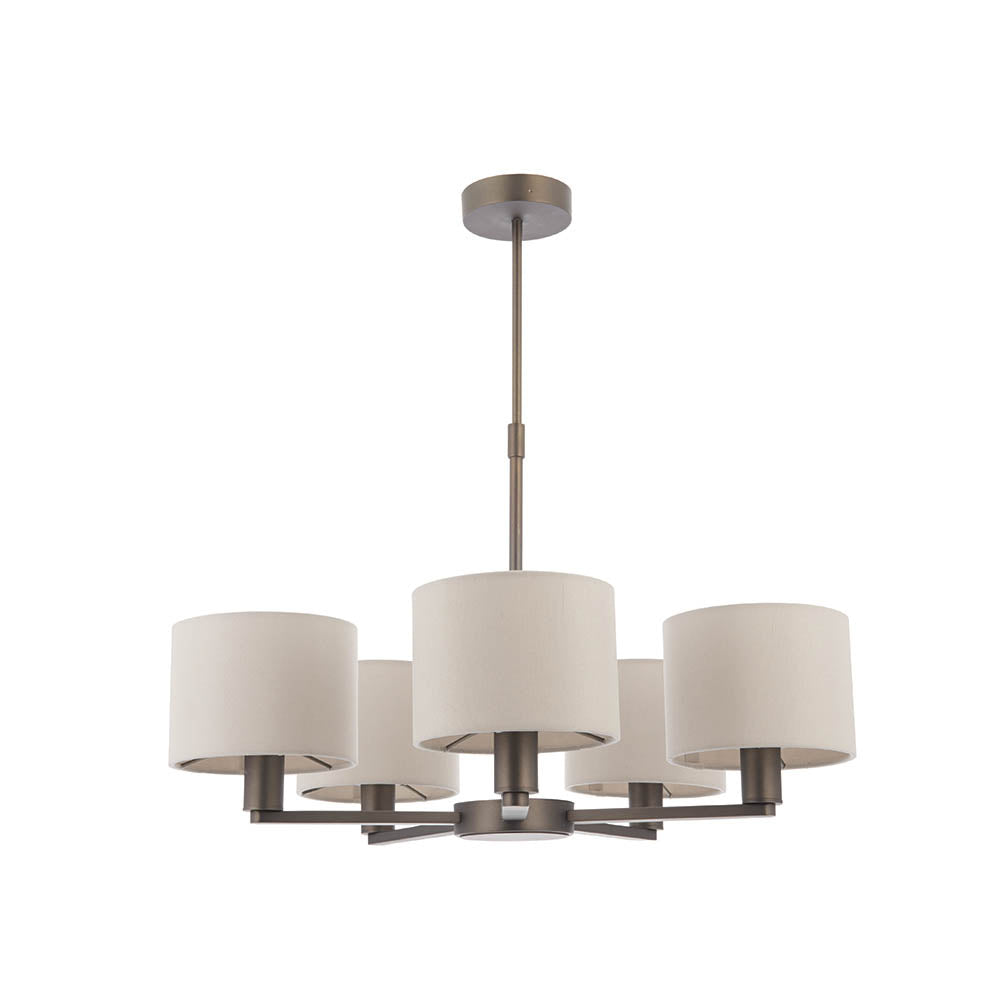 Endon Daley 5 Light Arm Pendant - Antique Bronze Plate & Marble Fabric