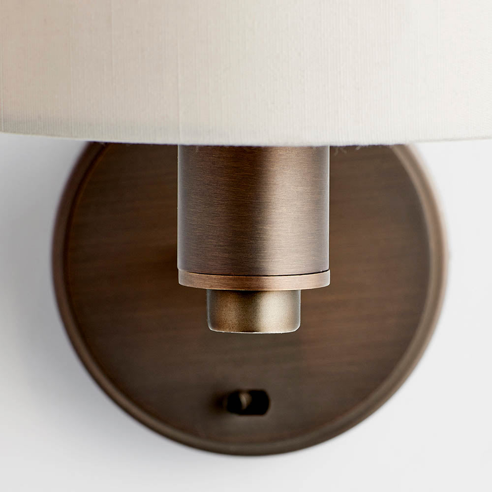 Endon Daley Single Light Wall Light -Antique Bronze Plate & Marble Fabric