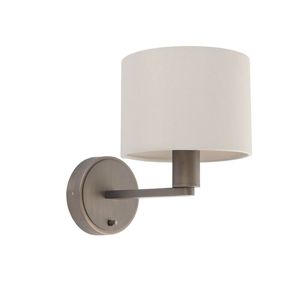 Endon Daley Single Light Wall Light -Antique Bronze Plate & Marble Fabric