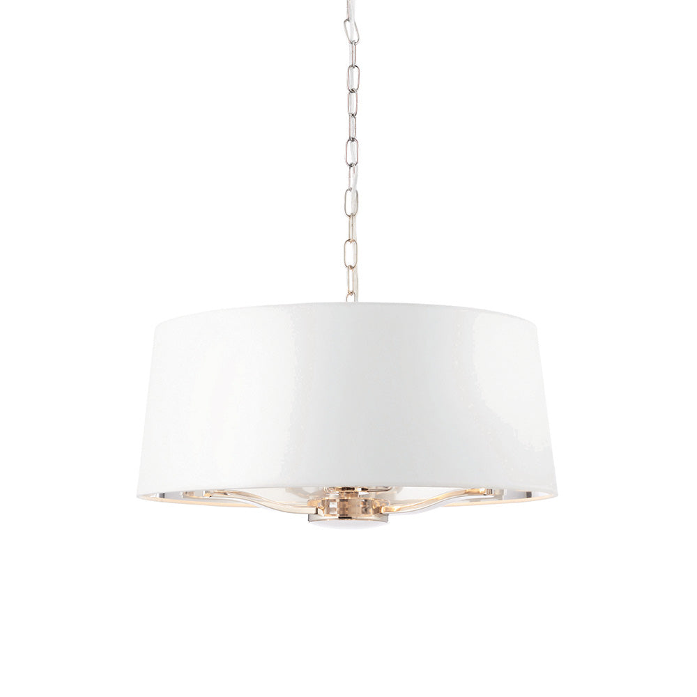 Endon Harvey 3 Light Pendant - Bright Nickel Plate & Vintage White Fabric