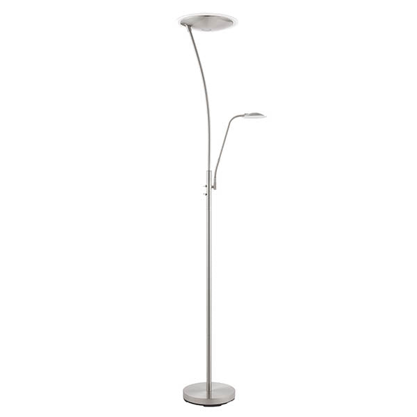 Endon Alassio Single Light Floor Lamp - Satin Chrome Plate & Frosted Plastic