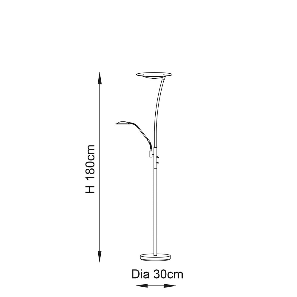 Endon Alassio Single Light Floor Lamp - Satin Chrome Plate & Frosted Plastic