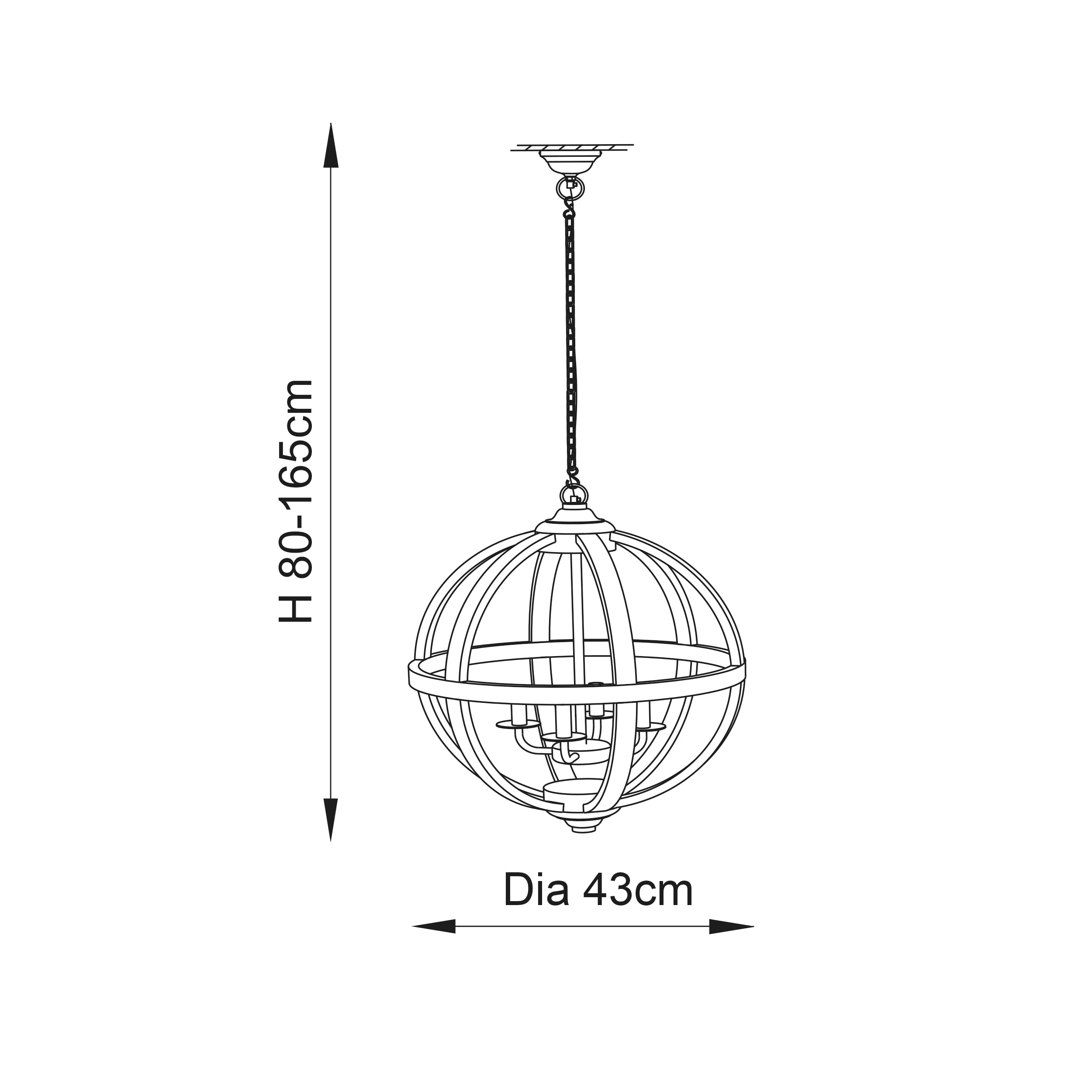 Endon Toba 4 Light Pendant - Mango Wood & Dark Bronze Paint