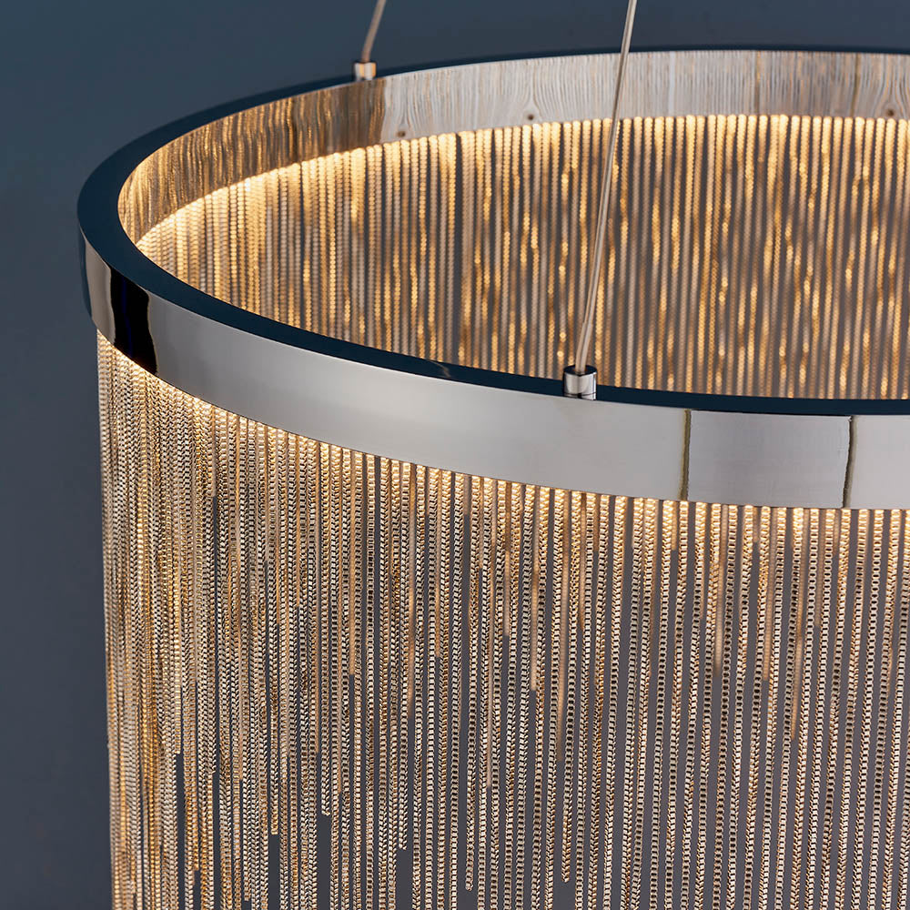 Endon Zelma Single Light Pendant  - Chrome Plate & Silver Effect Chain
