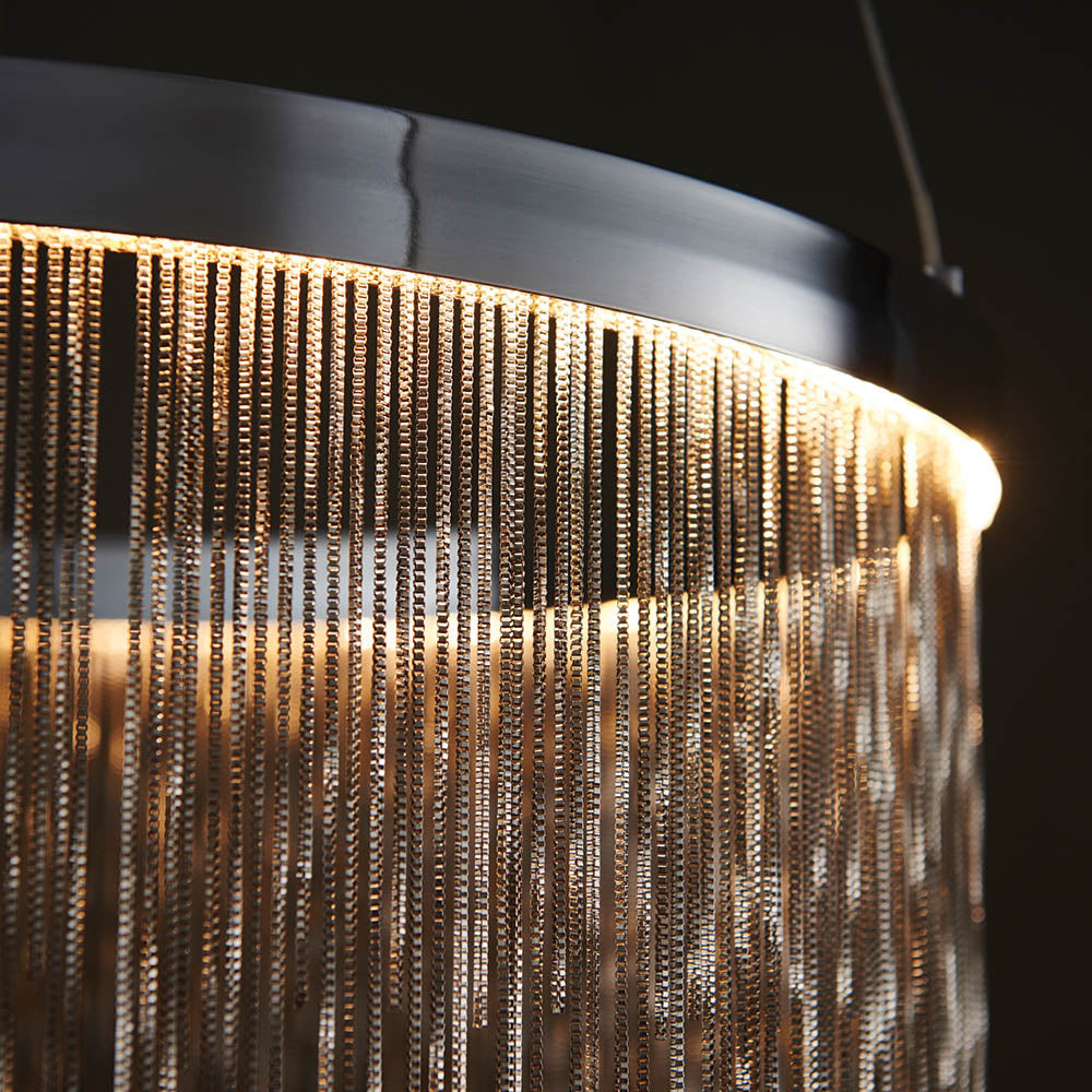 Endon Zelma Single Light Pendant  - Chrome Plate & Silver Effect Chain