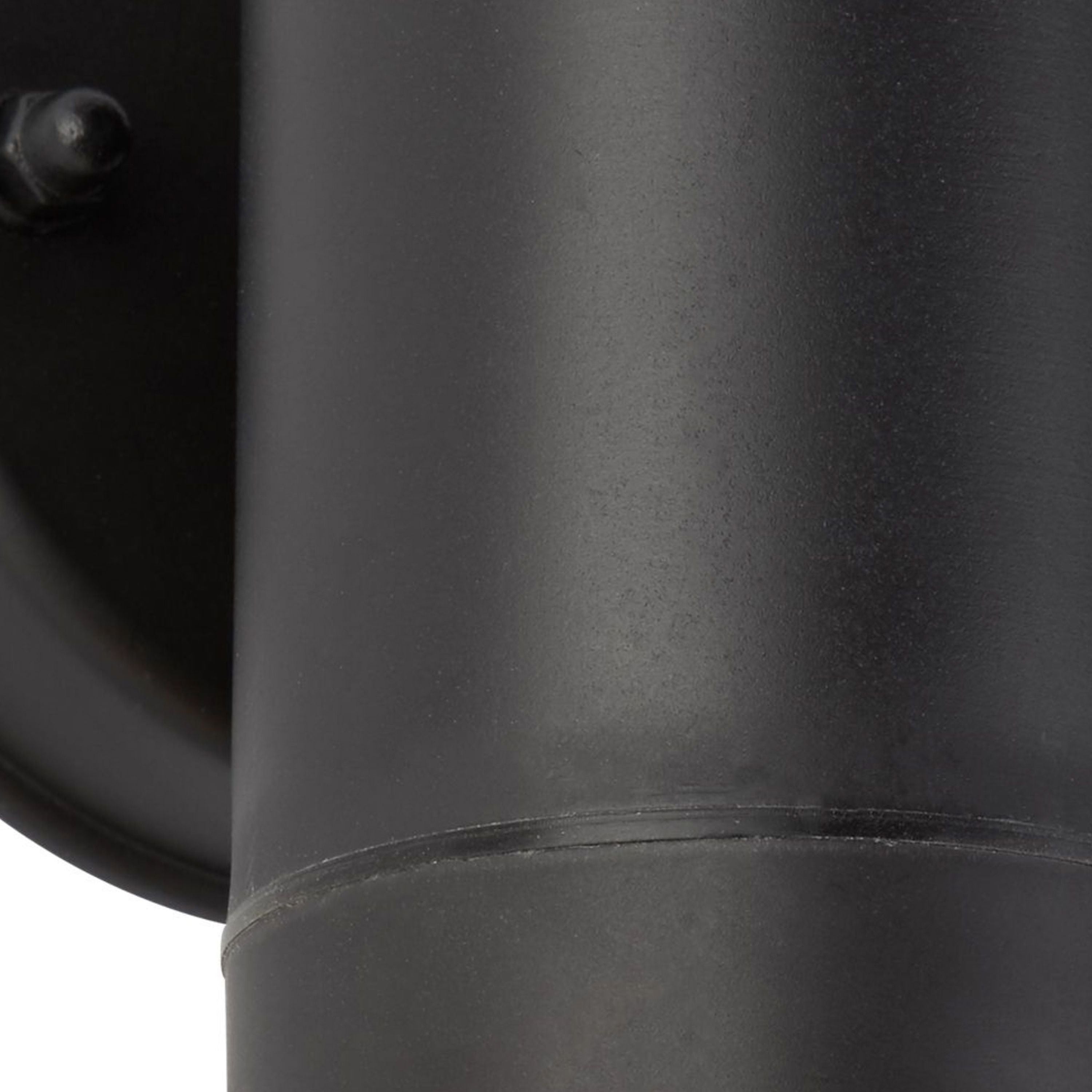 Close up of the Coastal wall light's black polypropylene body showing the seam between the adjustable head and back plate.