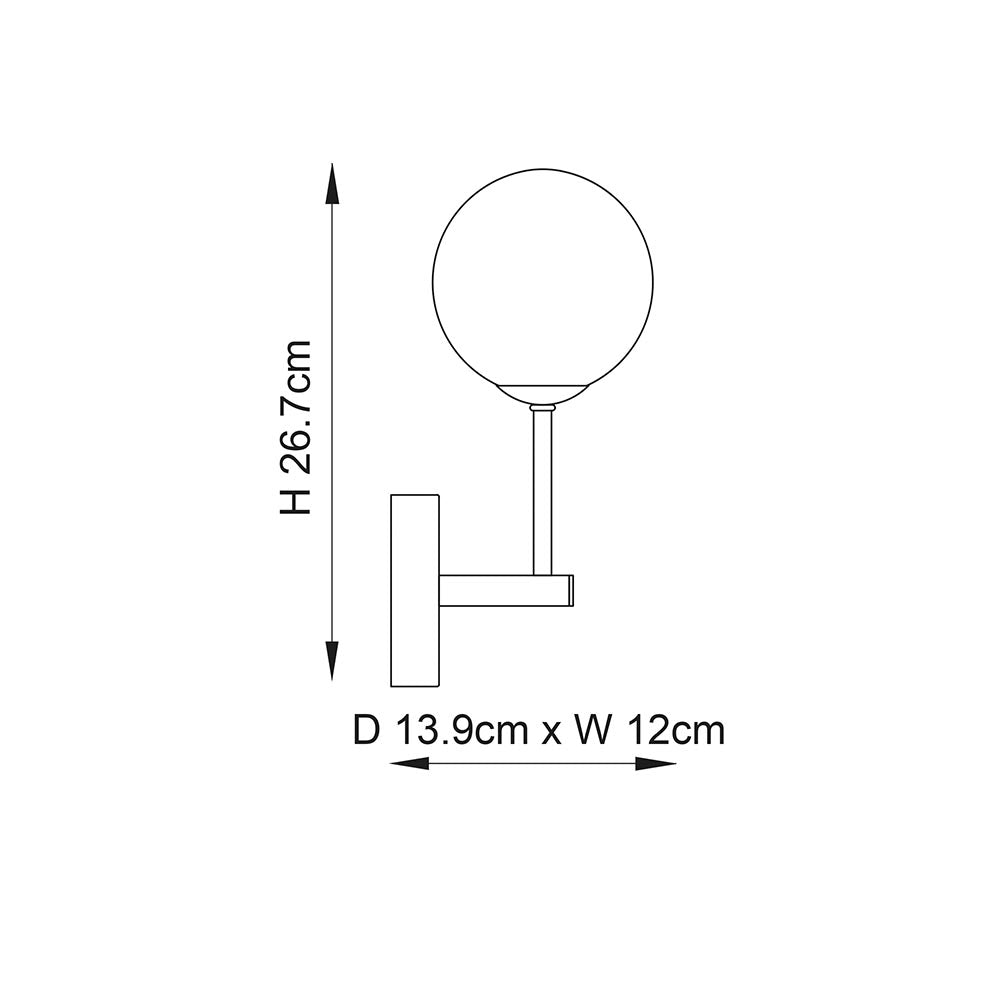 Endon Otto Single Light Wall Light - Satin Brass Plate & Opal Glass