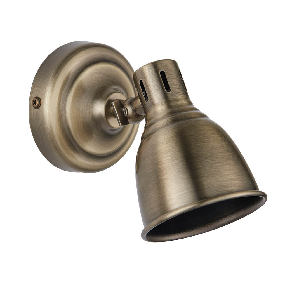 Endon Westbury Single Light Spot Light - Antique Brass Plate