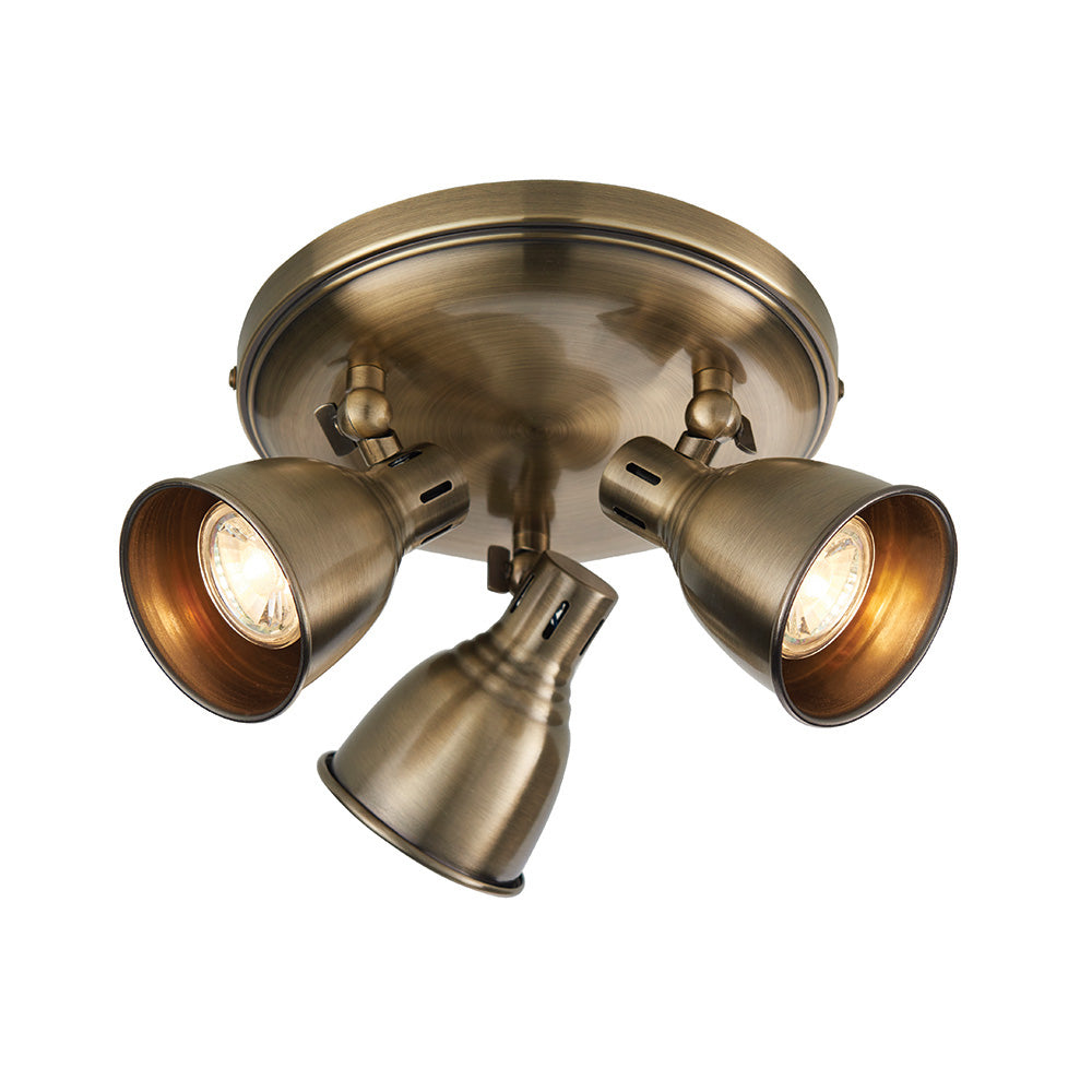 Endon Westbury 3 Light Spot Light - Antique Brass Plate