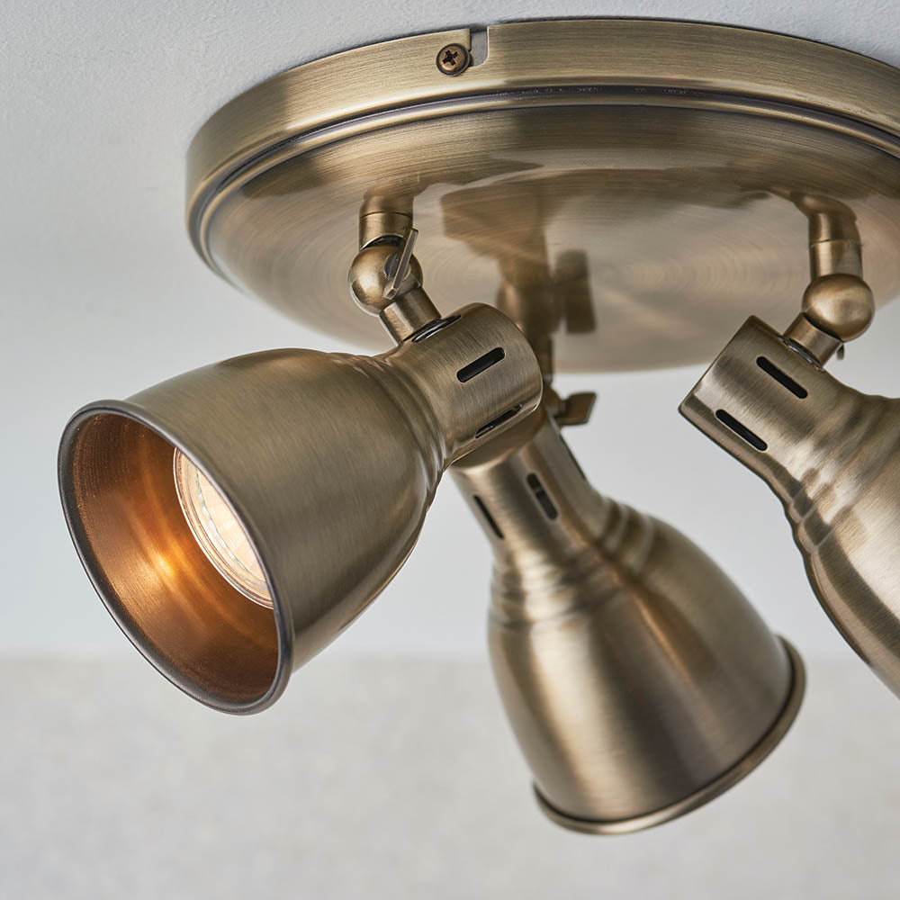 Endon Westbury 3 Light Spot Light - Antique Brass Plate