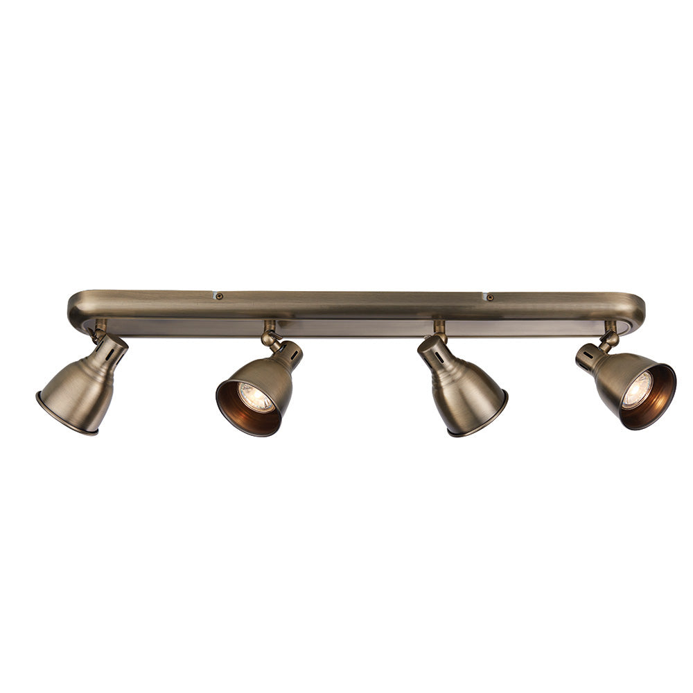 Endon Westbury 4 Light Spot Light - Antique Brass Plate