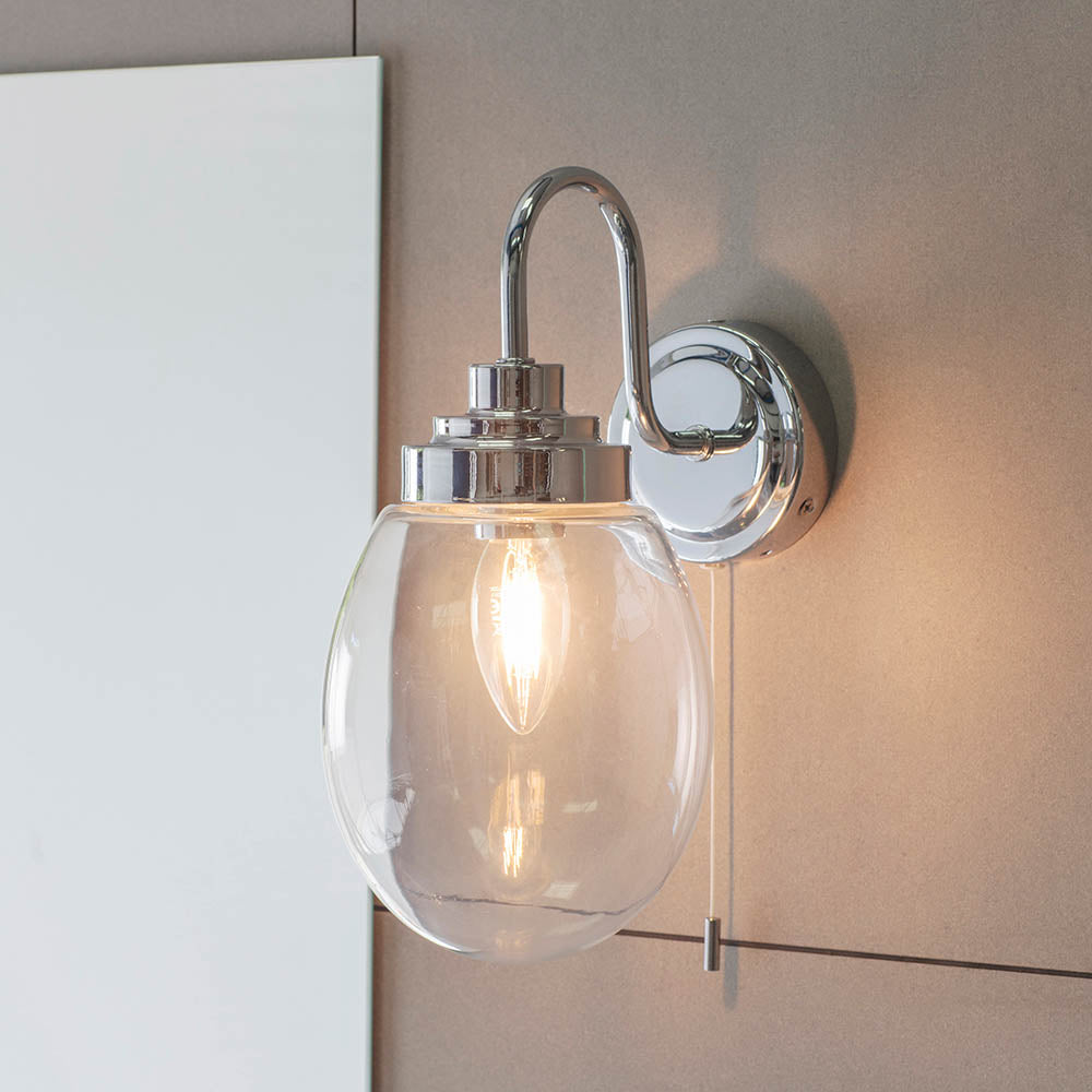 Endon Hampton Single Light Wall Light - Clear Glass & Chrome Plate
