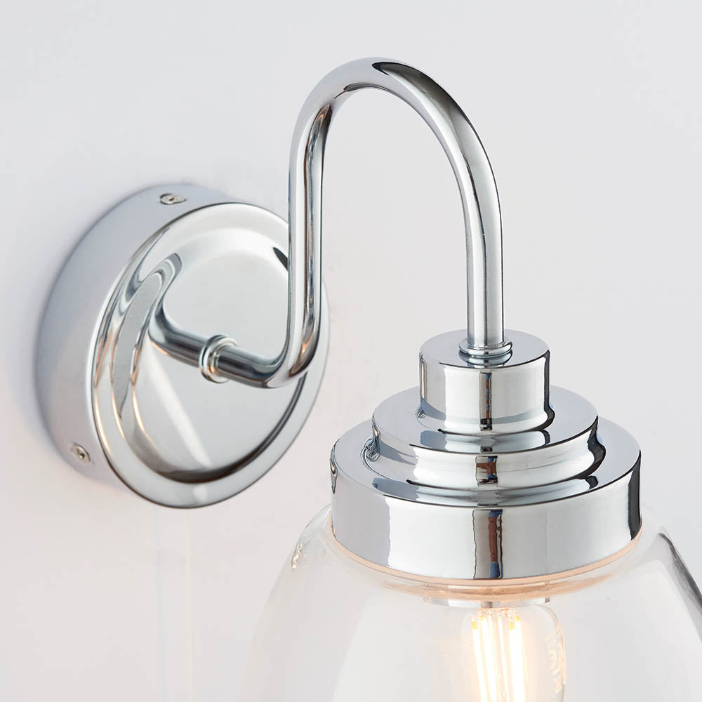 Endon Hampton Single Light Wall Light - Clear Glass & Chrome Plate