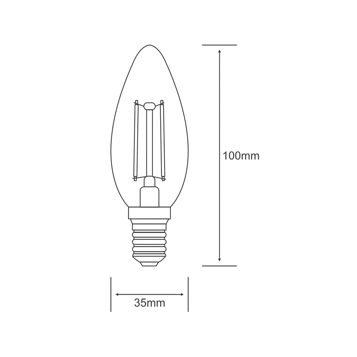 Luxram Value Classic 2W LED Candle E14 Warm White - 2700k (Dimmable)