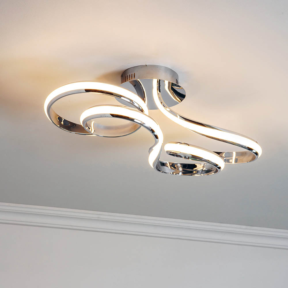 Endon Aria Single Linear Light Semi Flush Fitting - Chrome Plate