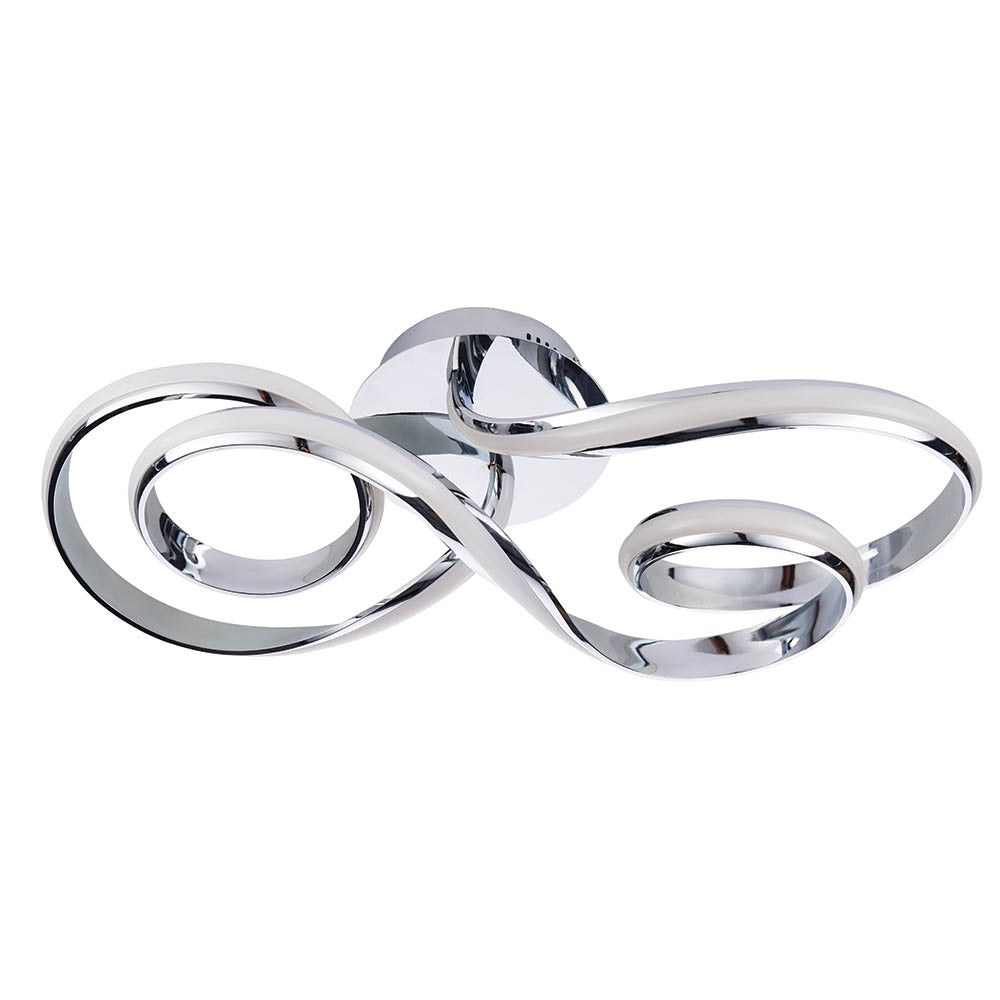 Endon Aria Single Linear Light Semi Flush Fitting - Chrome Plate