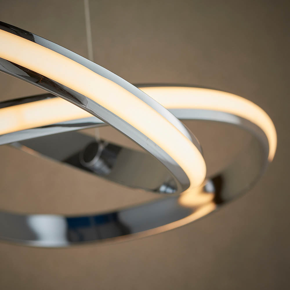 Endon Aria Single Light Pendant - Chrome Plate & White Silicone