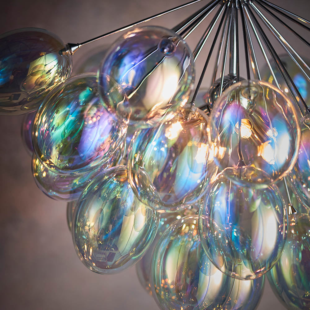 Endon Infinity 6 Light Pendant - Chrome Plate & Iridescent Glass