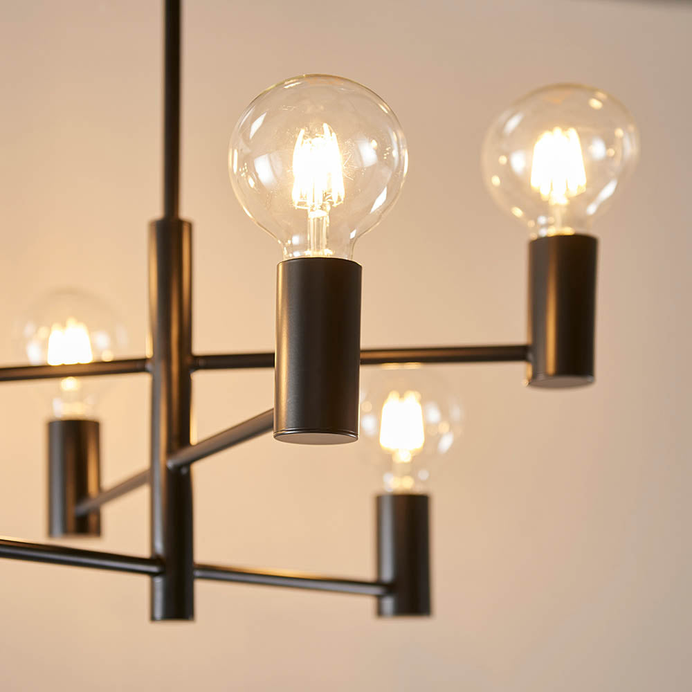 Endon Studio 6 Light Semi Flush Fitting - Matt Black