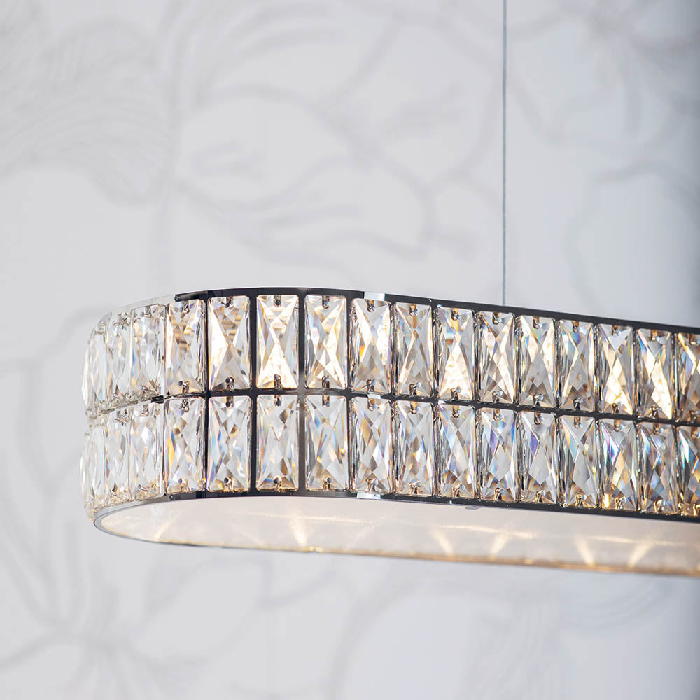 Endon Verina 5 Light Linear Pendant - Clear Crystal & Chrome Plate